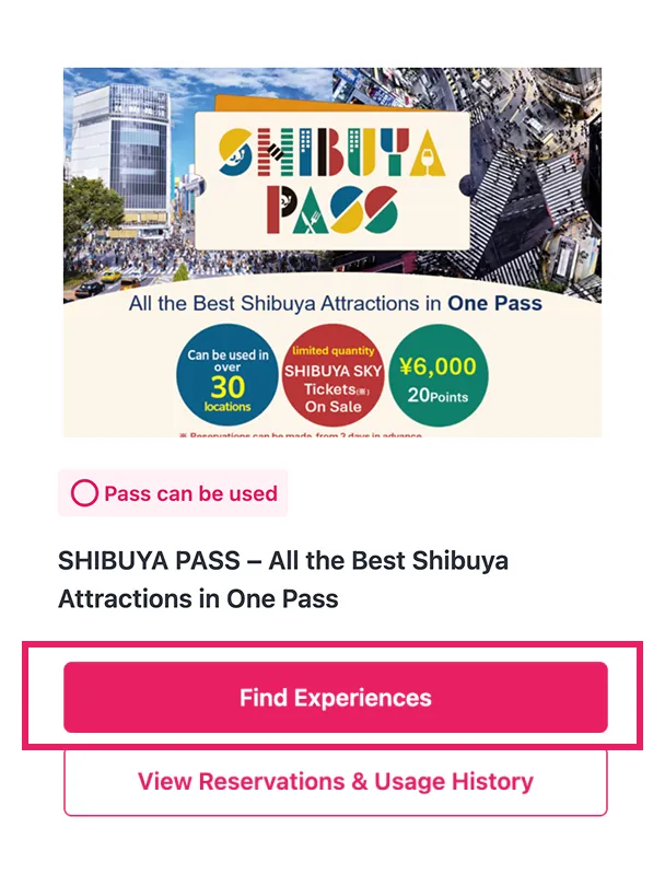 Select Experiences list