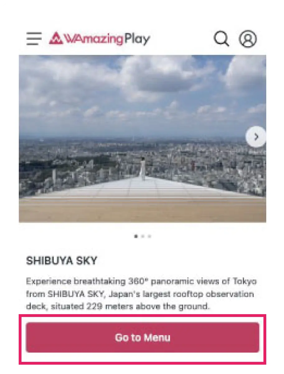 Check facility information and notes, select "Go to MENU"